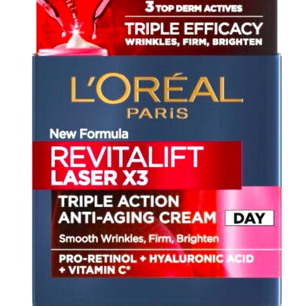 L'Oreal Revitalift Laser X3 Day Cream - Authentic - Red and Black